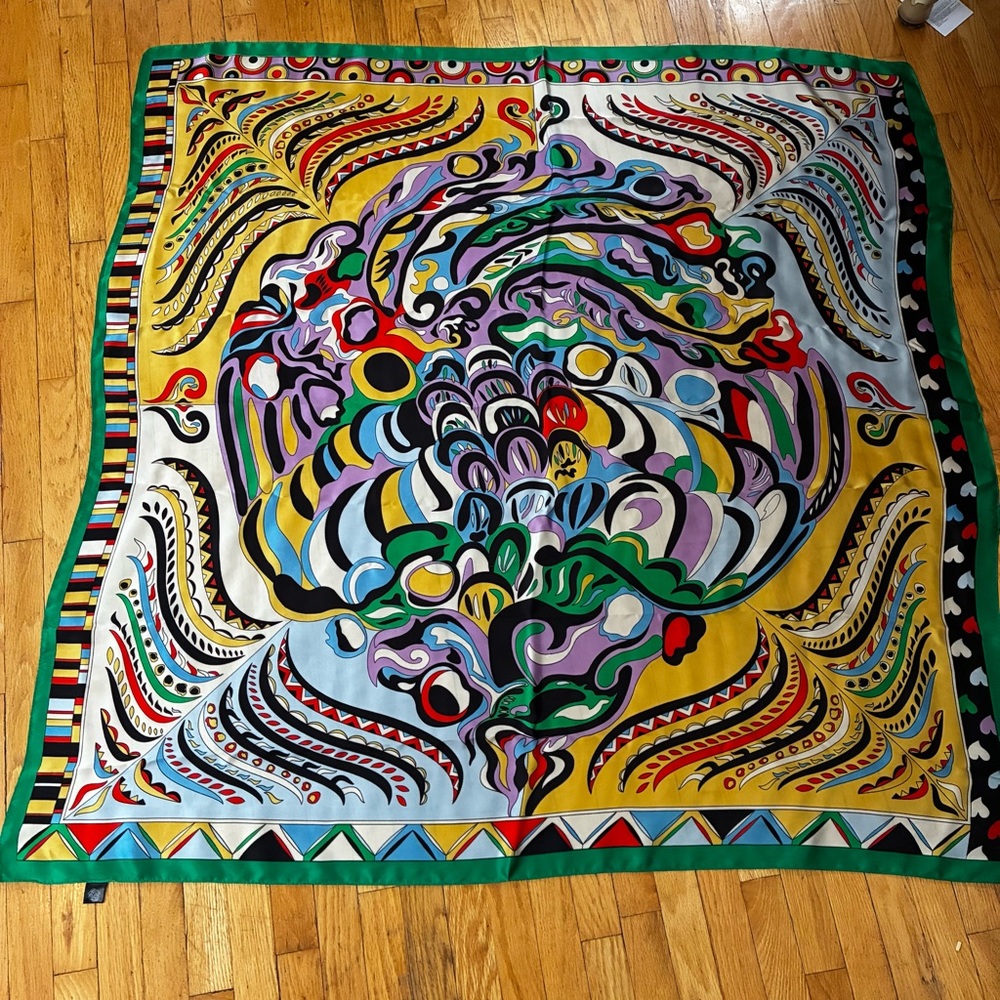 Vibrant Abstract Multicolored Large Square Polyester Scarf - Picture 2 of 9